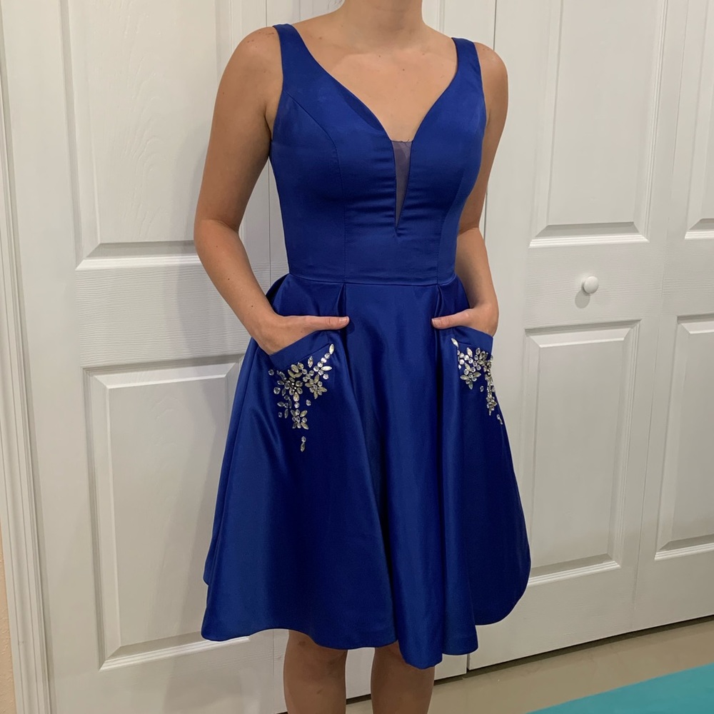 Blue homecoming dress with pockets